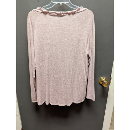 Gibson Ruffled Edge Round Neck Raglan Pullover Long sleeve Top Size large NEw