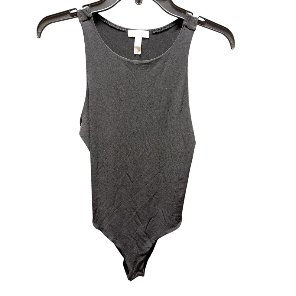 Leith Full coverage Bodysuit round Neck Sleeveless Black Solid Size MEDIUM NEW