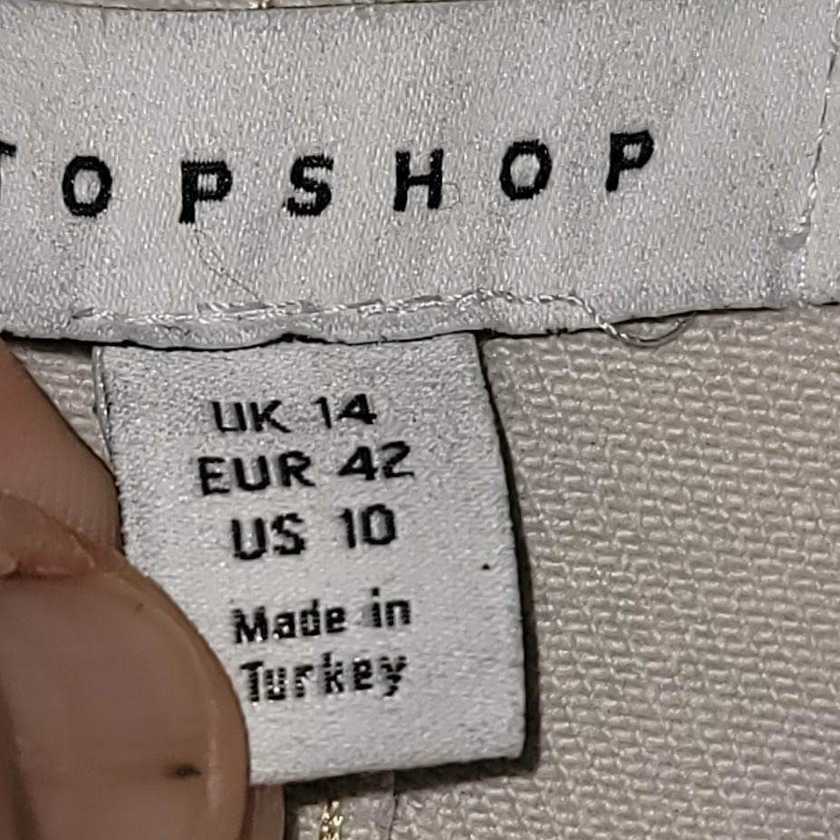 Topshop Cream Oversized Denim Chore Coat Jacket Utility Pocket Size 10
