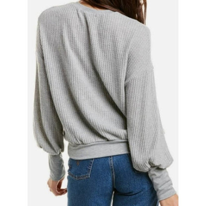PST Project Social T Waffle Knit Thermal Top XL/Extra Large in Heather Gray NWT