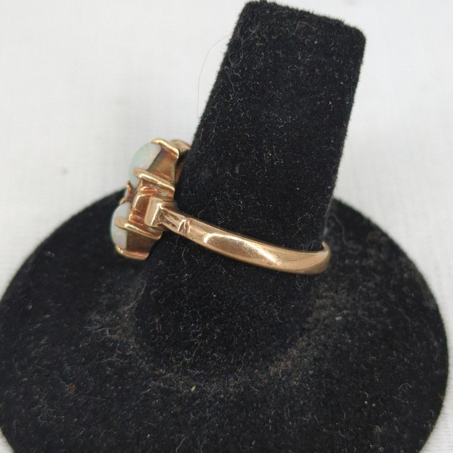 Vintage Art Deco 10K Yellow Gold Opal Cluster Cocktail Ring Size 7 Jewelry