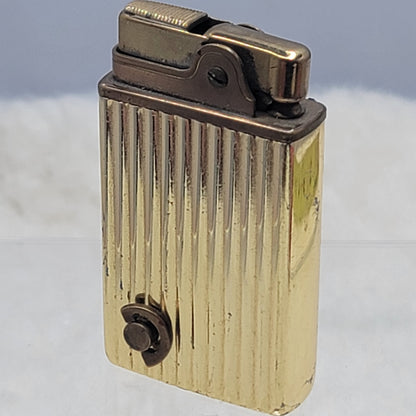 Vintage Ribbed Gold Mechanical Music Box Pocket Lighter Japan Smoke Gets In Eyes