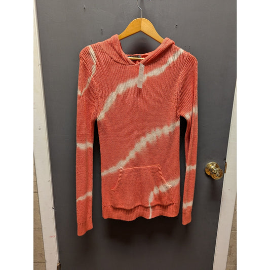 Belle by Belline knit kangaroo pocket sweater hooded Size Small Terracotta white