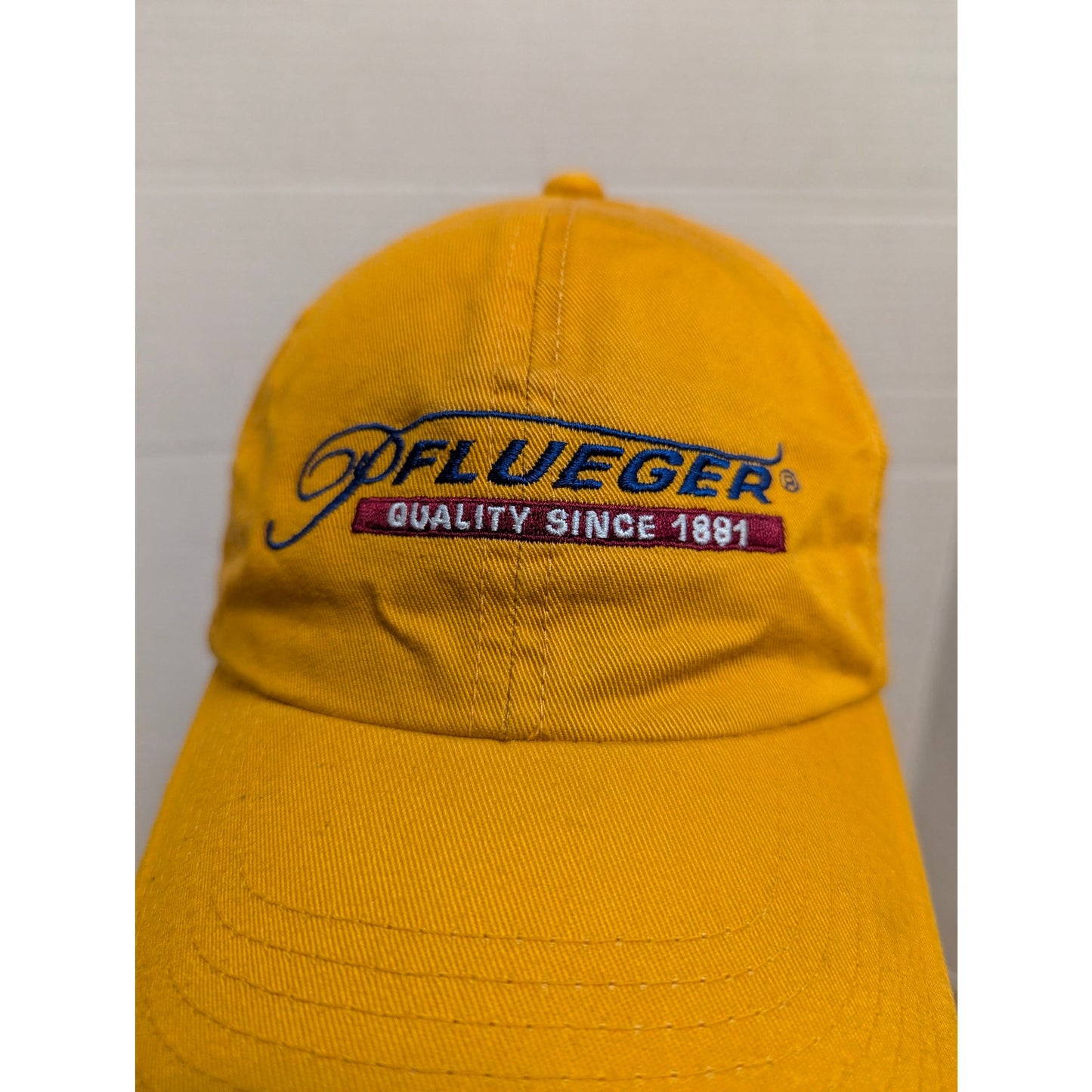 Vintage Mid-Century Pflueger Gold Strapback Baseball Cap Hat Retro Y2K