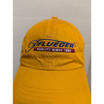 Vintage Mid-Century Pflueger Gold Strapback Baseball Cap Hat Retro Y2K