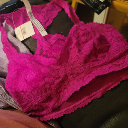 Free People FP Galloon Racerback Hot Pink Lace Bralette Free People lace XS NEW