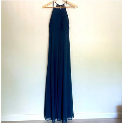 Levkoff NEW Navy Bridesmaids Floor Length Dress Size 8 Formal Maxi Wedding 7001