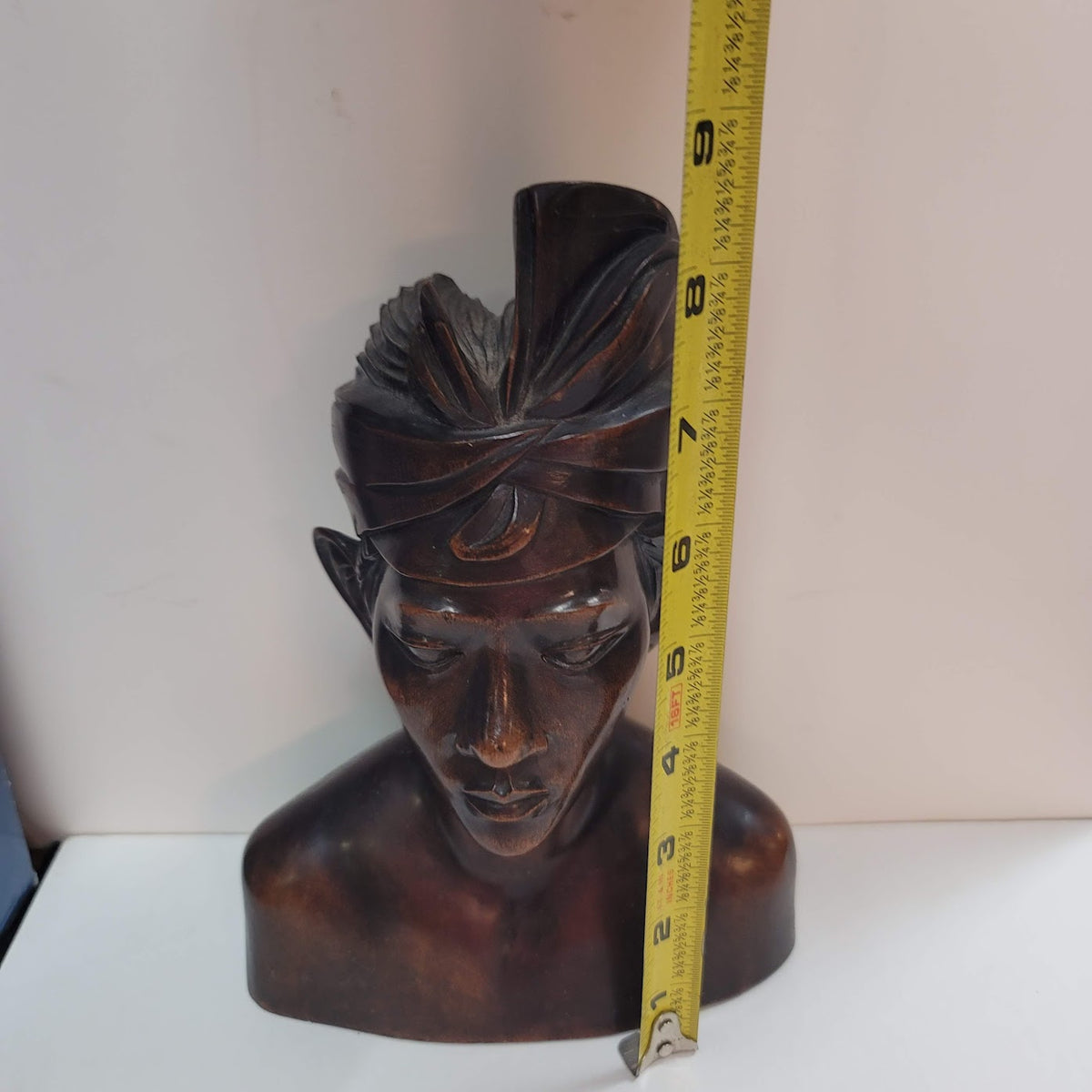 Signed Bali wood carving carved hard wood Balinese Carved Young Man