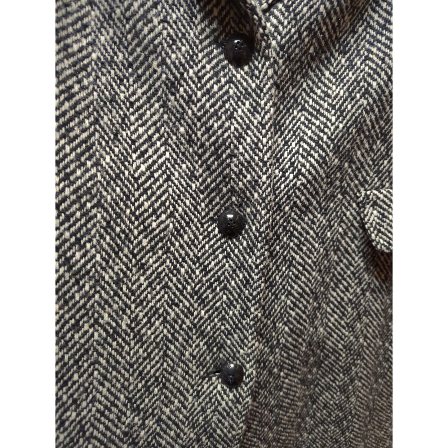 Black white Prelude Size 20 Herringbone line Swing pockets Winter Jacket Coat