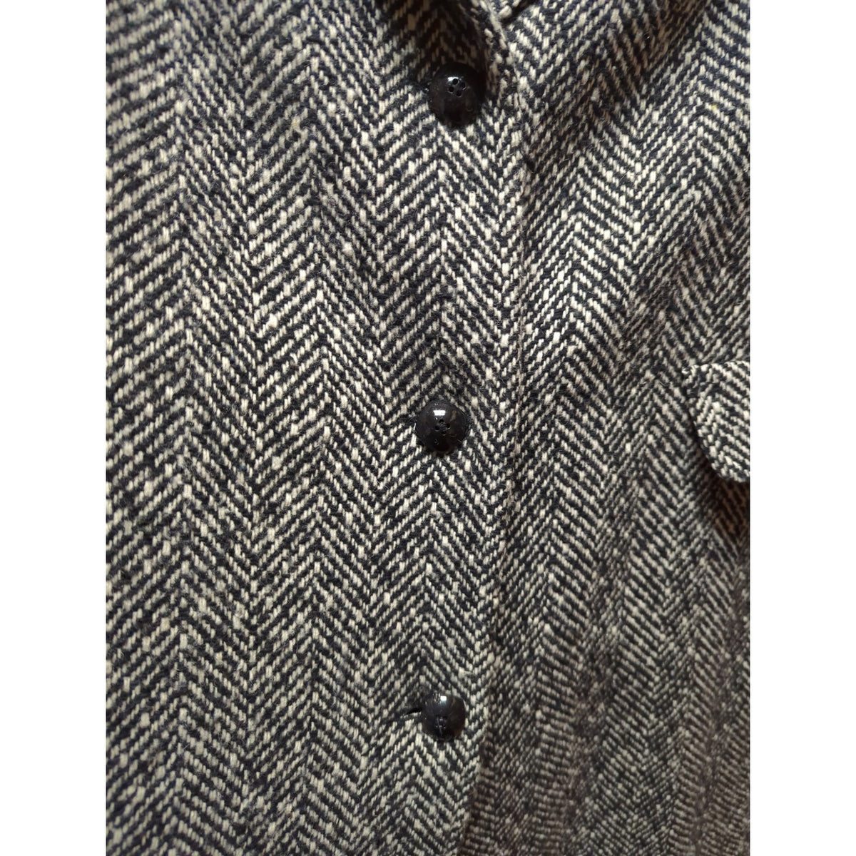 Black white Prelude Size 20 Herringbone line Swing pockets Winter Jacket Coat