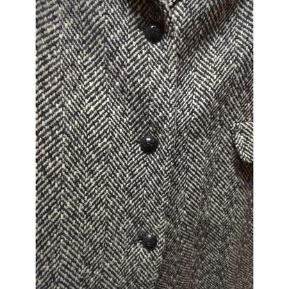Black white Prelude Size 20 Herringbone line Swing pockets Winter Jacket Coat