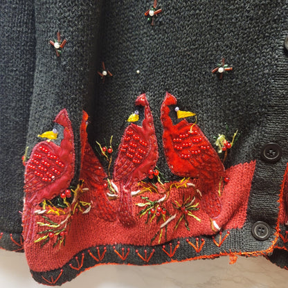 White Stag Womens Size 16W Christmas Cardinal Long Sleeve Sweater button up