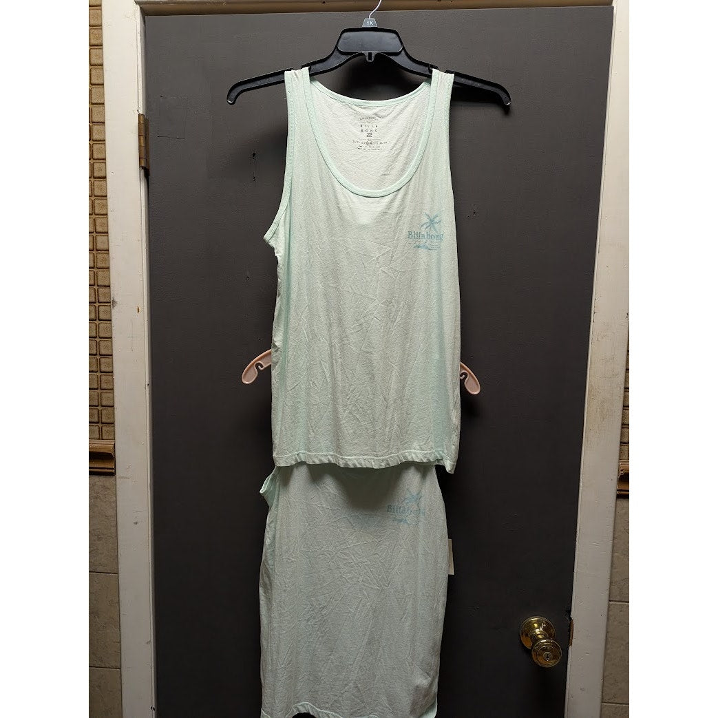 Billabong Sky Views Mint Green Graphic Tank Top Size Medium NEW activewear