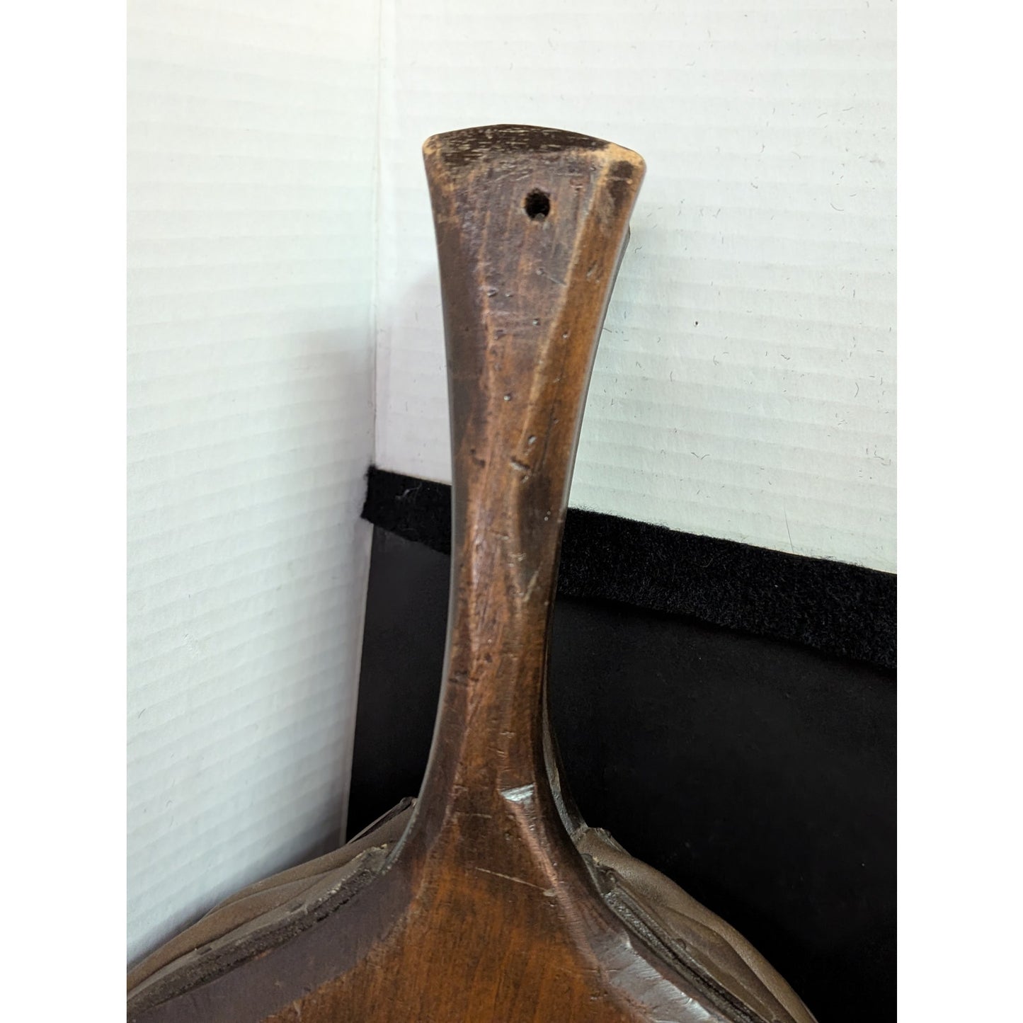 Vintage Hand Carved Wood Fireplace Bellows Bird Motif Brass Studs Large 22"