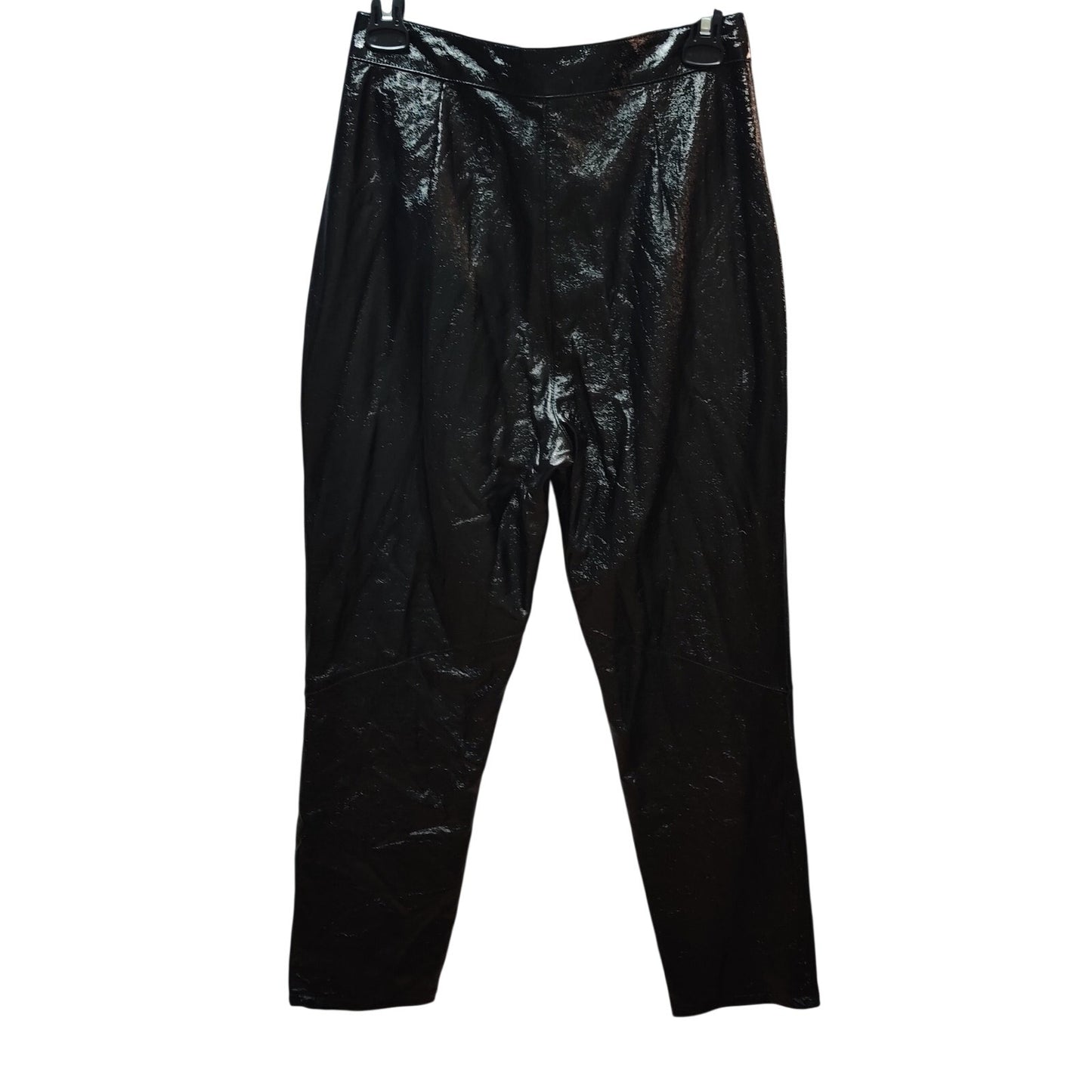 Topshop Black Faux shimmery Leather Pants High-Waisted Trousers Chic Edgy Style