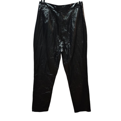 Topshop Black Faux shimmery Leather Pants High-Waisted Trousers Chic Edgy Style