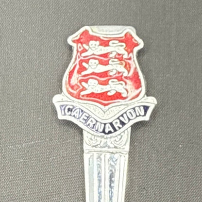 intage Caernarvon Wales Souvenir Spoon Sheffield England Enamel Crest Heraldic