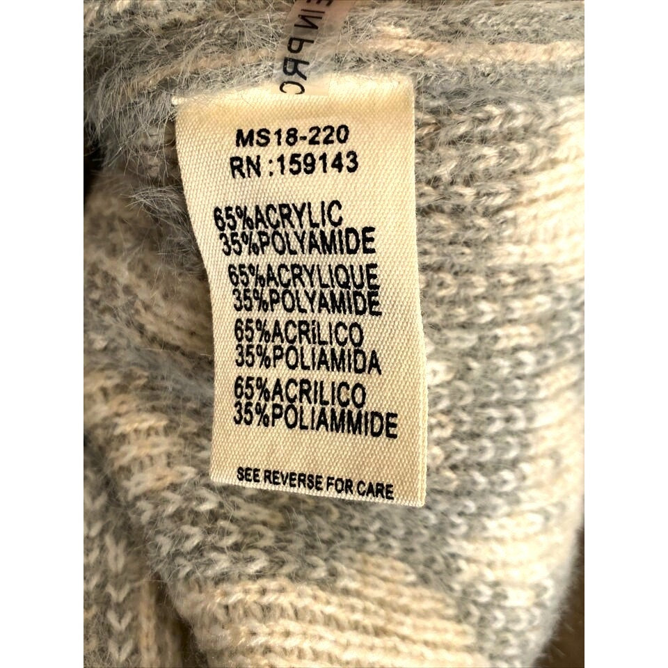 Frnch Paris Fuzzy Pullover Crew Sweater Sz M/L Medium Large in Pink/Grey NWT