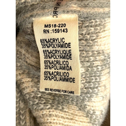 Frnch Paris Fuzzy Pullover Crew Sweater Sz M/L Medium Large in Pink/Grey NWT