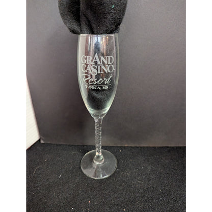 Vintage Grand Casino Tunica Champagne Flutes Twisted Stem Barware Glasses Pair