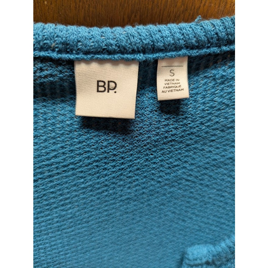 BP. Thermal Long Sleeve Lettuce Edge vneck T-Shirt Top layering blue small