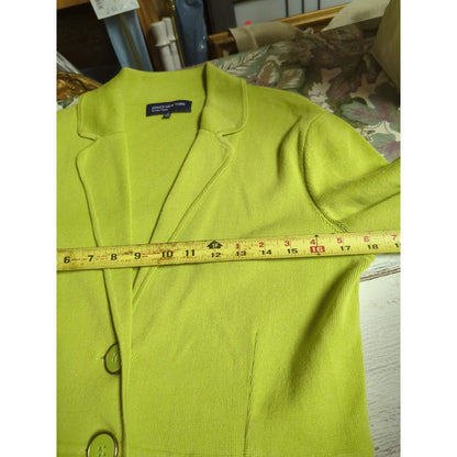 Jones New York Signature Lime Green Knit Cardigan Jacket Size Medium peplum