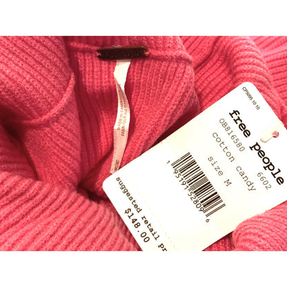 Free People Structured Turtleneck Tunic Sweater Sz Medium in Cotton Candy NWT
