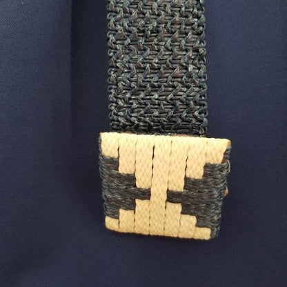 Vintage 80s cellulose blue cream geometric strecth belt 1980s y2k Festival boho