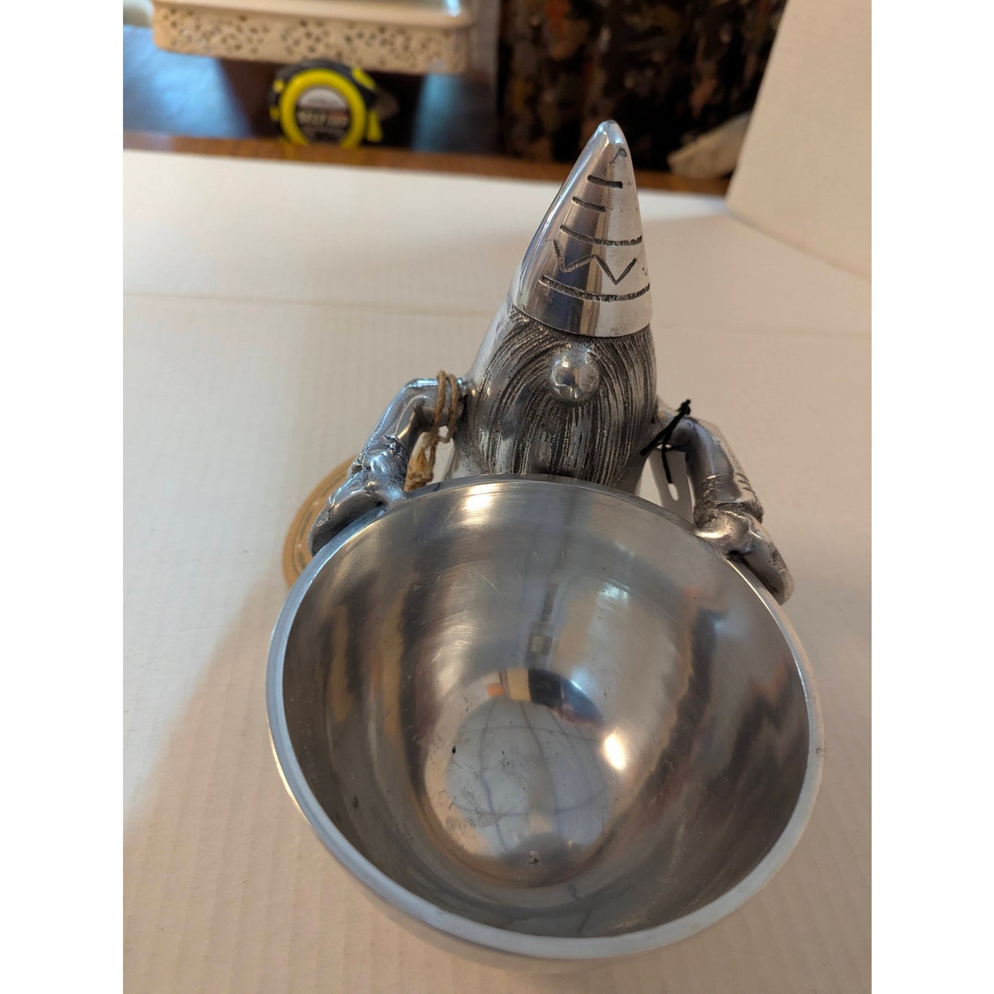Aspen Home Metal Gnome Serving Bowl Character Candy Dish Cast Aluminum 6.5"
