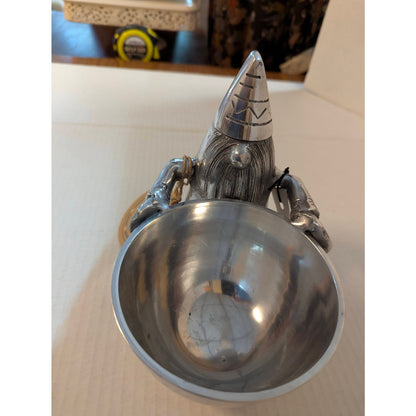 Aspen Home Metal Gnome Serving Bowl Character Candy Dish Cast Aluminum 6.5"