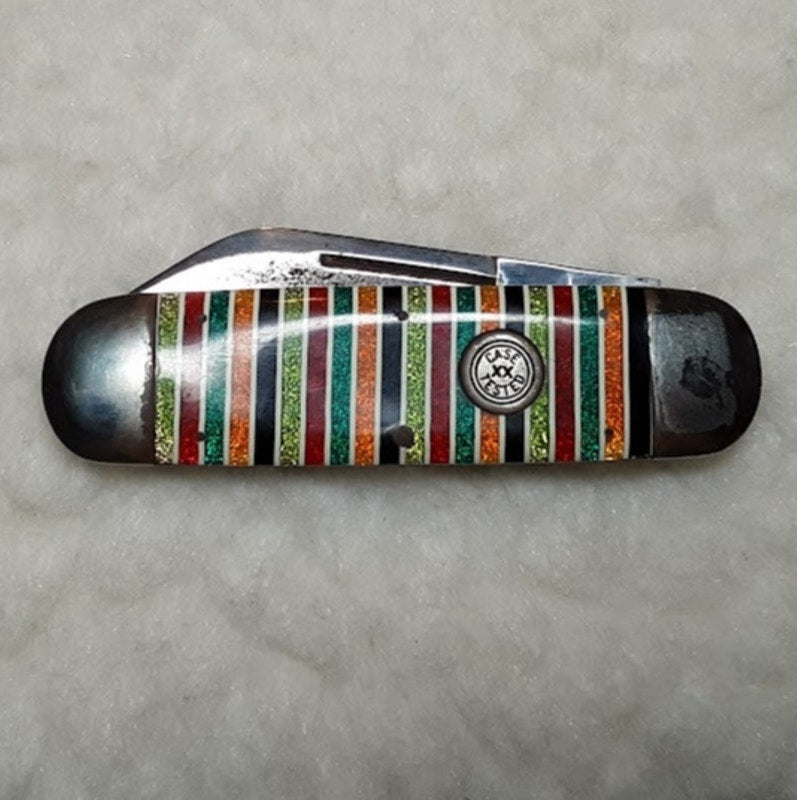 Case Classic XX 72050 Sunfish Elephant Toenail Knife Glitter Rainbow Stripe Fold