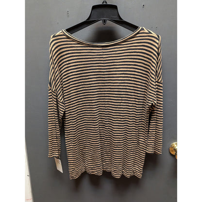 Canyon River Blues Black Striped Size Medium Side Button Detail Shirt Top NEW