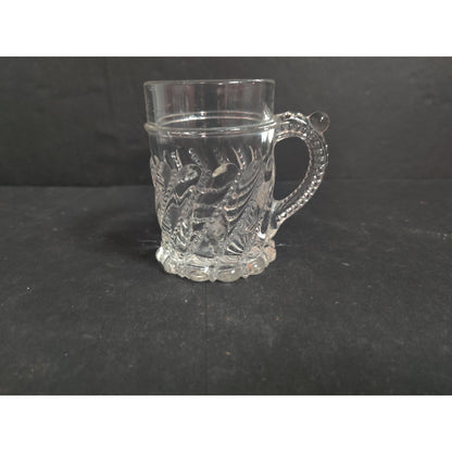 Vintage Clear Pressed Glass Miniature Mug Stein Wheat Pattern Footed