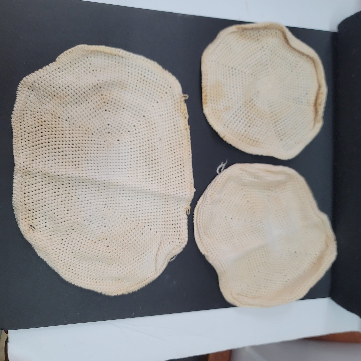 Vintage crochet food cover doily cream Lot of 3