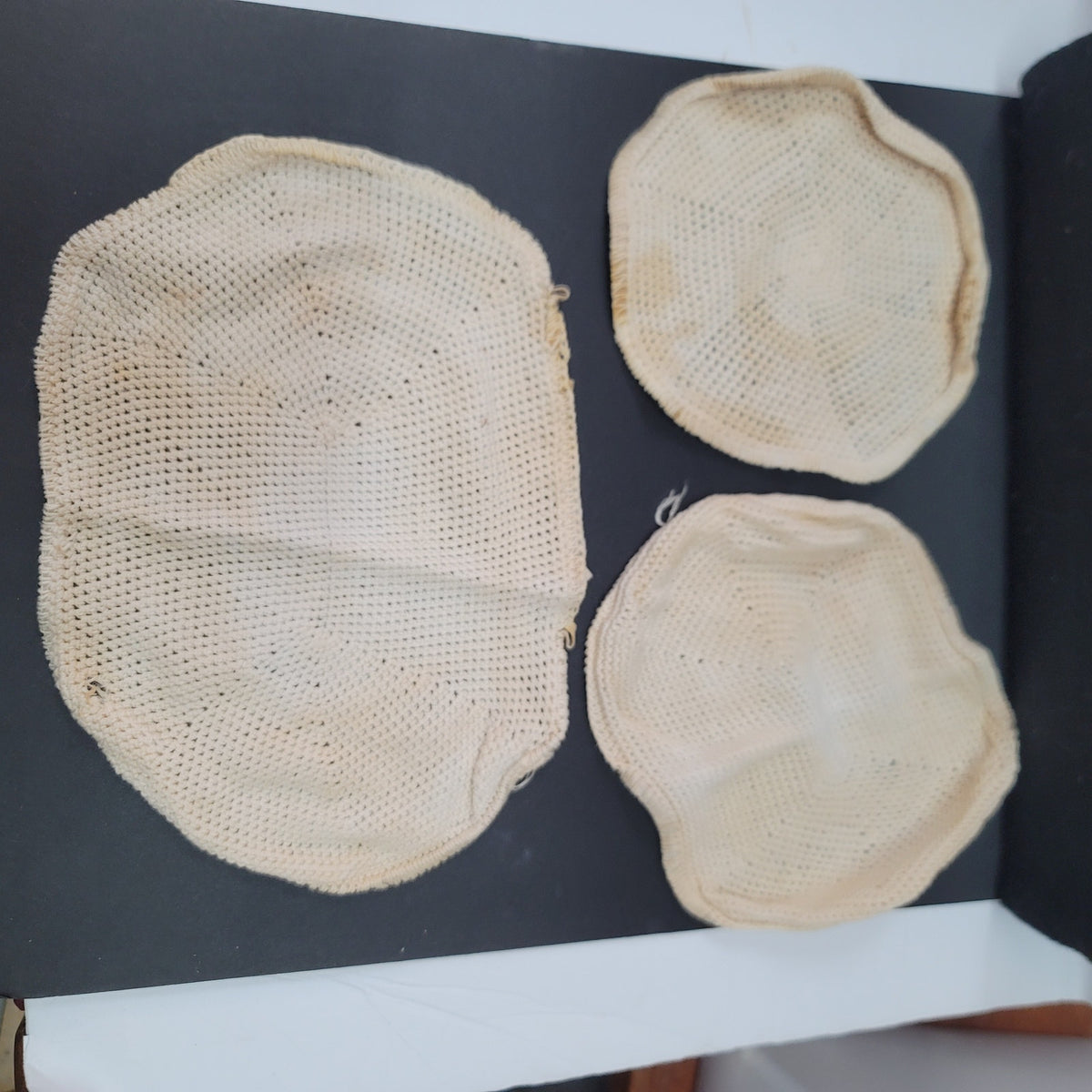 Vintage crochet food cover doily cream Lot of 3