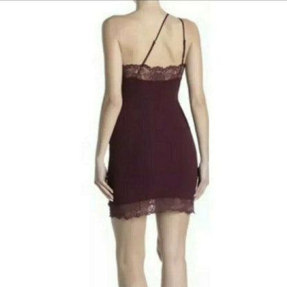 Free People Premonitions WINE Bodycon Slip dress Vetiver Bloom New $88 X-Small