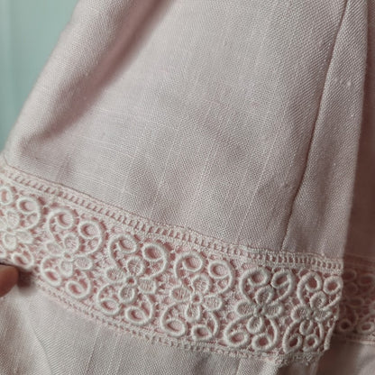 Vintage Medium Pink Dress 1960s Mr. Jack Dallas Belted drop waist Short Sleeve