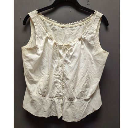 Edwardian Victorian cotton camisole corset cover liberty bodice lace trim front