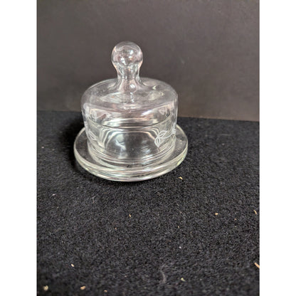 Vintage Etched Glass Mini Cheese/Butter Dome with Underplate