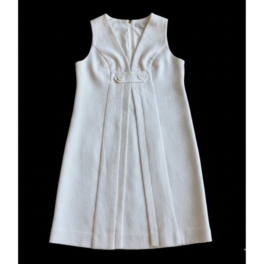 TRINA TURK Classic White Shift Mini Dress Size 2 Summer NEW Textured VNeck