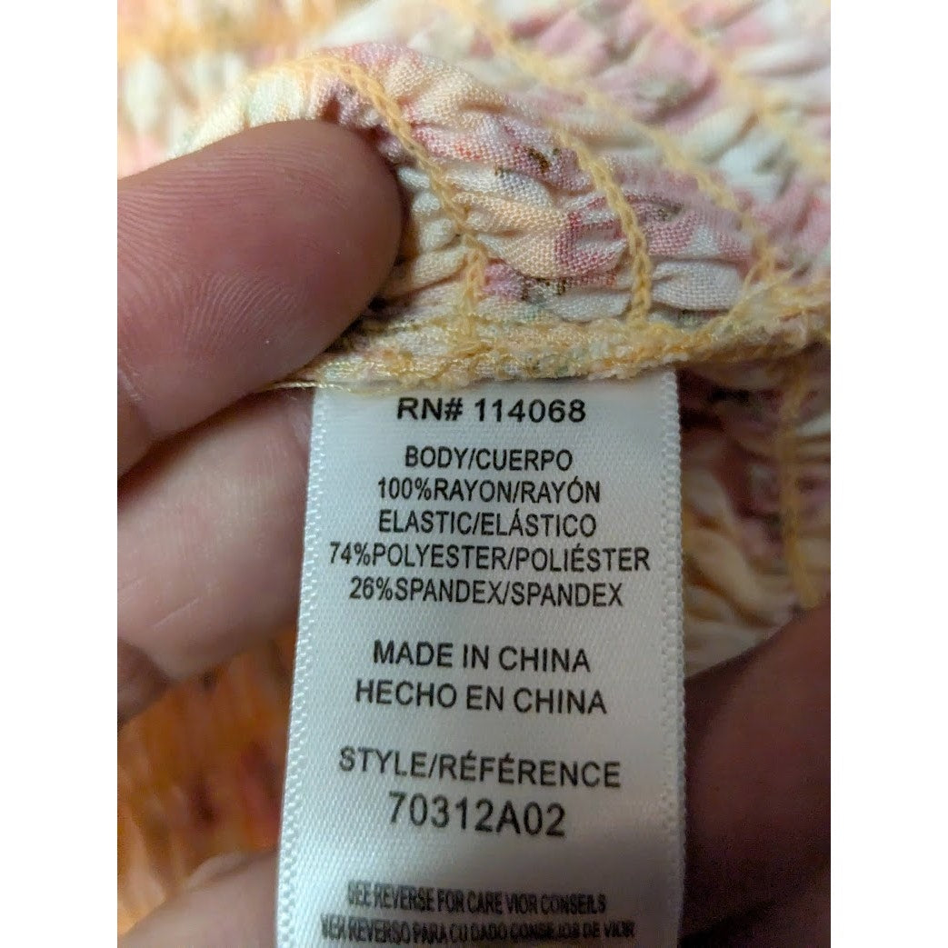 Ten Sixty Sherman Floral tube Mini Skirt Stretch ruffle bottom orange Medium