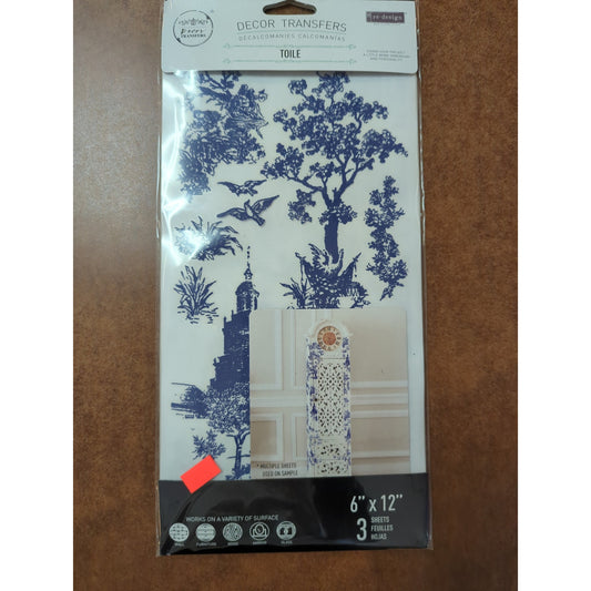 Redesign with Prima Toile 6 X 12 French Blue Decor Rub On Transfer