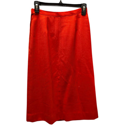 Vintage JG Hook Red Wool Midi Pencil Skirt Size 8 Dark Academia Lightly Pleated