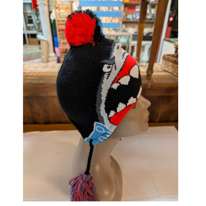 Under Armour Kids Shark Knit Winter Beanie Hat Fleece Lined Earflaps Pom