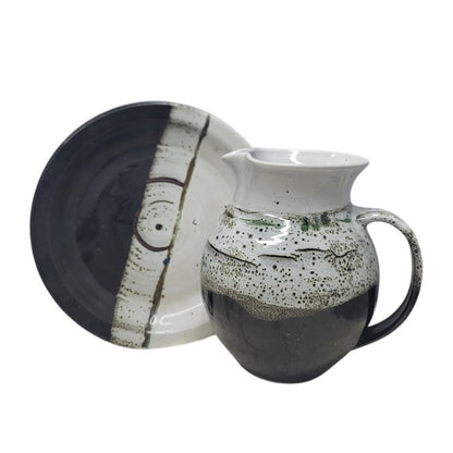 Donald Penny Signed Studio Art Pottery Pitcher and Plate Earth tones