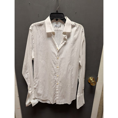 Nordstrom Rack White button up cotton weave Dress Shirt Slim Fit 16" 34/35