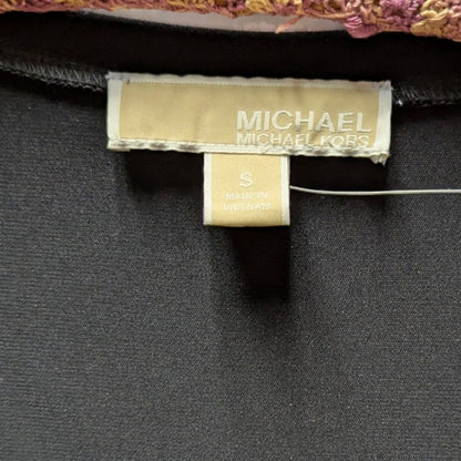 Michael Kors Grommet Detail Long Sleeve Top Womens Medium Black Scoop Neck