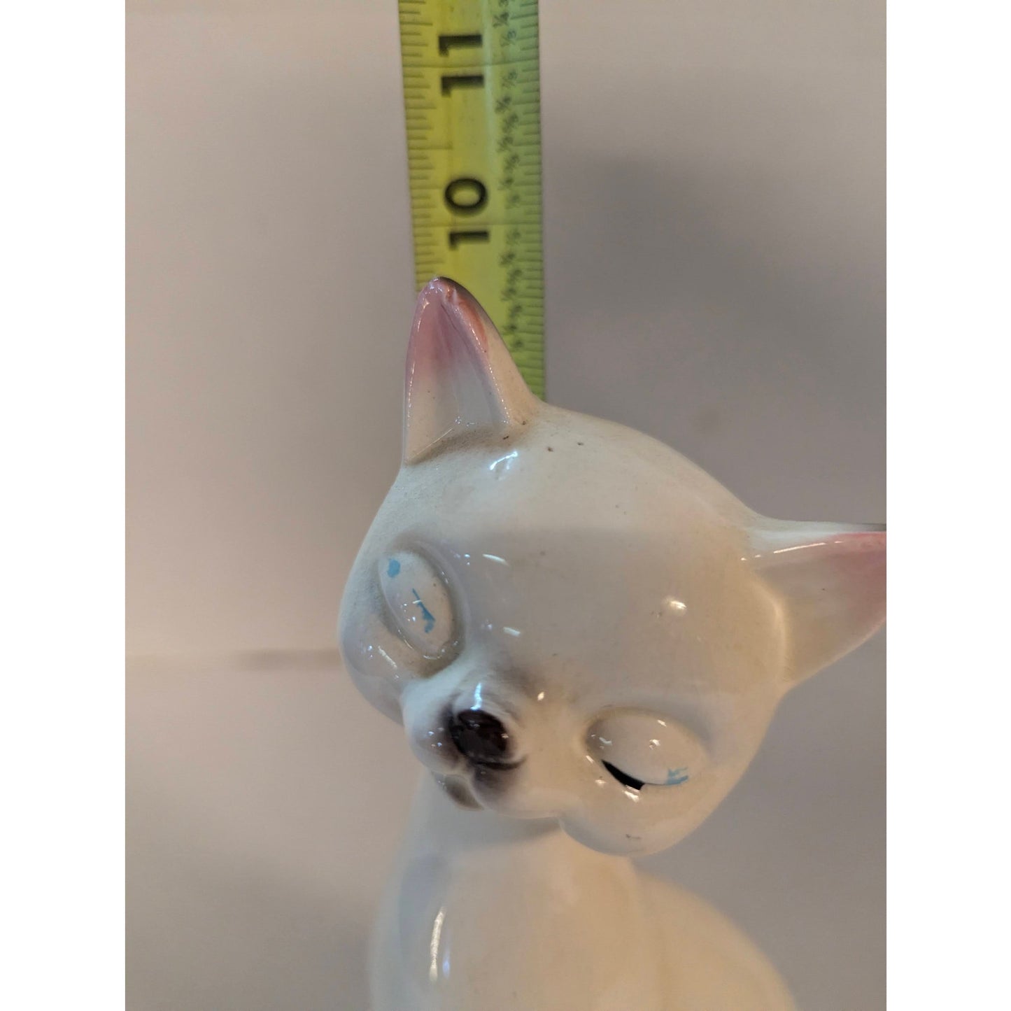 Vintage Mid-Century Siamese Cat Figurine Ceramic Long Neck Retro Statue 10"