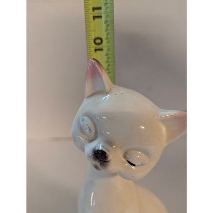 Vintage Mid-Century Siamese Cat Figurine Ceramic Long Neck Retro Statue 10"