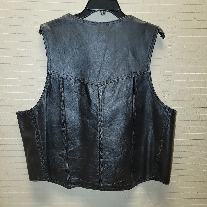 Fine Leather Brand Since 1965 Mens Moto Size XL leather black vest Club Style